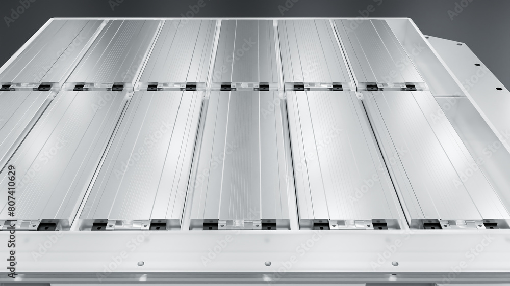 Electric vehicle lithium ion rechargeable battery module inside metal ...