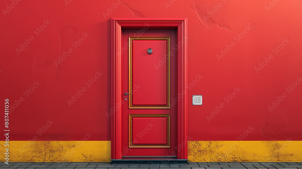 Closed red door with frame Isolated on background vector design.