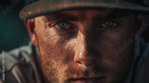 Dramatic close-up portrait of baseball player