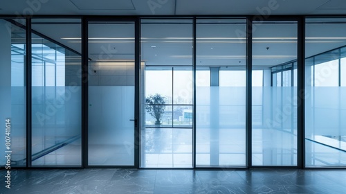 Frosted glass wall background interior of modern office building  contemporary architecture concept