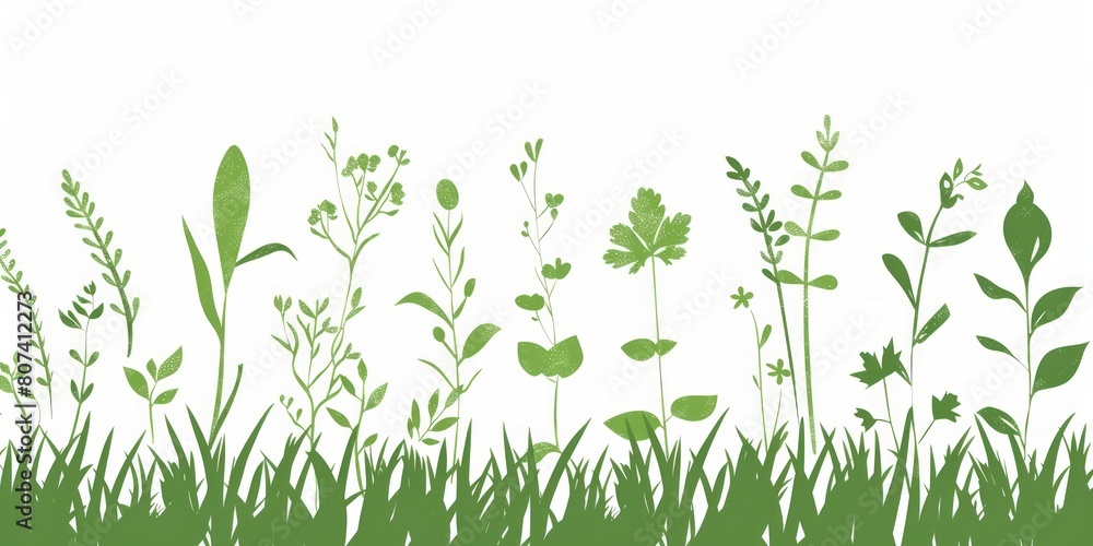 Nature's Embrace: Green Plants Aligned in Harmony with a Pure White Backdrop. Nature's Embrace: Green Plants Aligned in Harmony with a Pure White Backdrop.