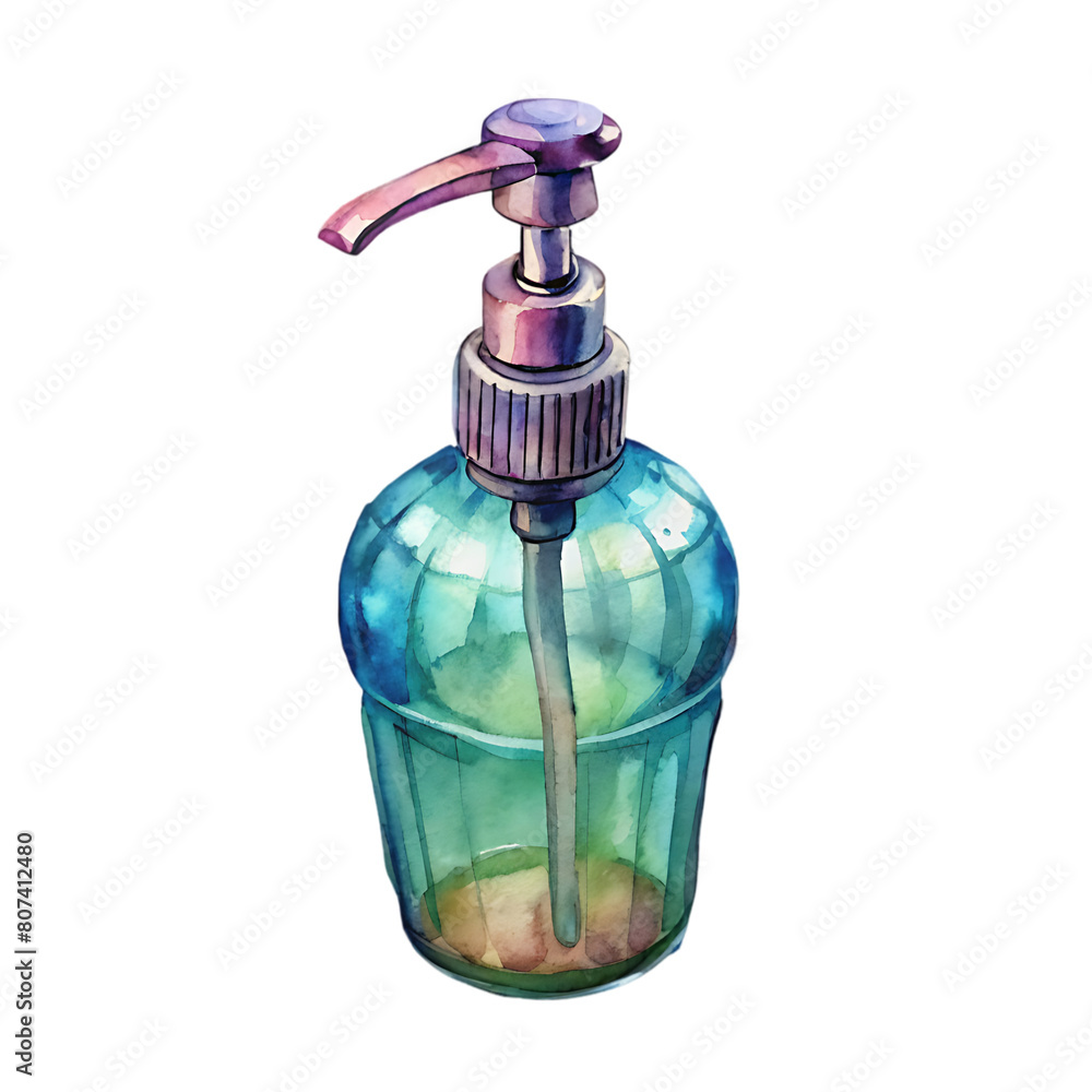 Watercolor painting of a bottle with a rainbow colored liquid Watercolor painting of a bottle with a rainbow colored liquid