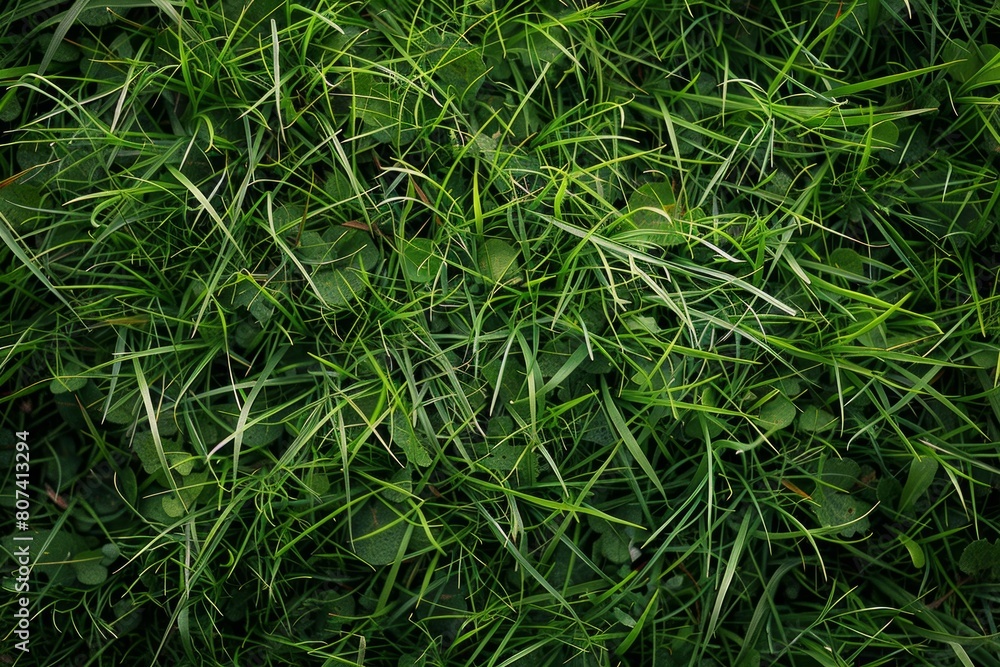 A close up of a green field of grass