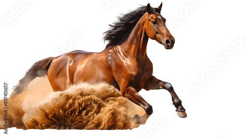 Horse running in a field isolated on a transparent background  PNG  Ai