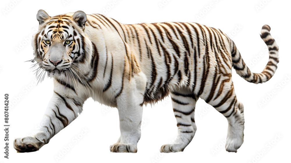 Obraz premium Snow tiger isolated on a transparent background, PNG, Ai