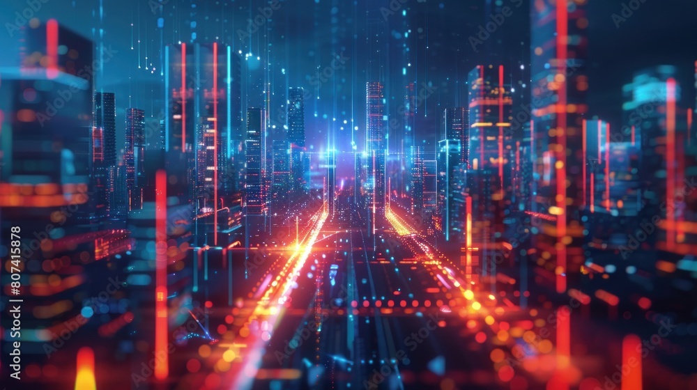 Smart city and abstract line and dot connect with gradient line design , big data connection technology AI generated Smart city and abstract line and dot connect with gradient line design , big data connection technology AI generated