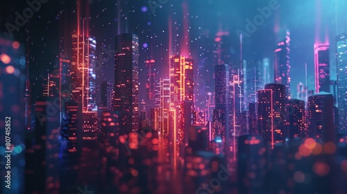 Smart city and abstract line and dot connect with gradient line design , big data connection technology AI generated © Wahyu