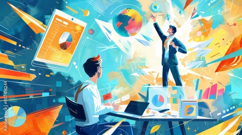 Vibrant images capturing the enthusiastic delivery and unwavering determination of a young entrepreneur as they pitch their innovative startup to potential investors