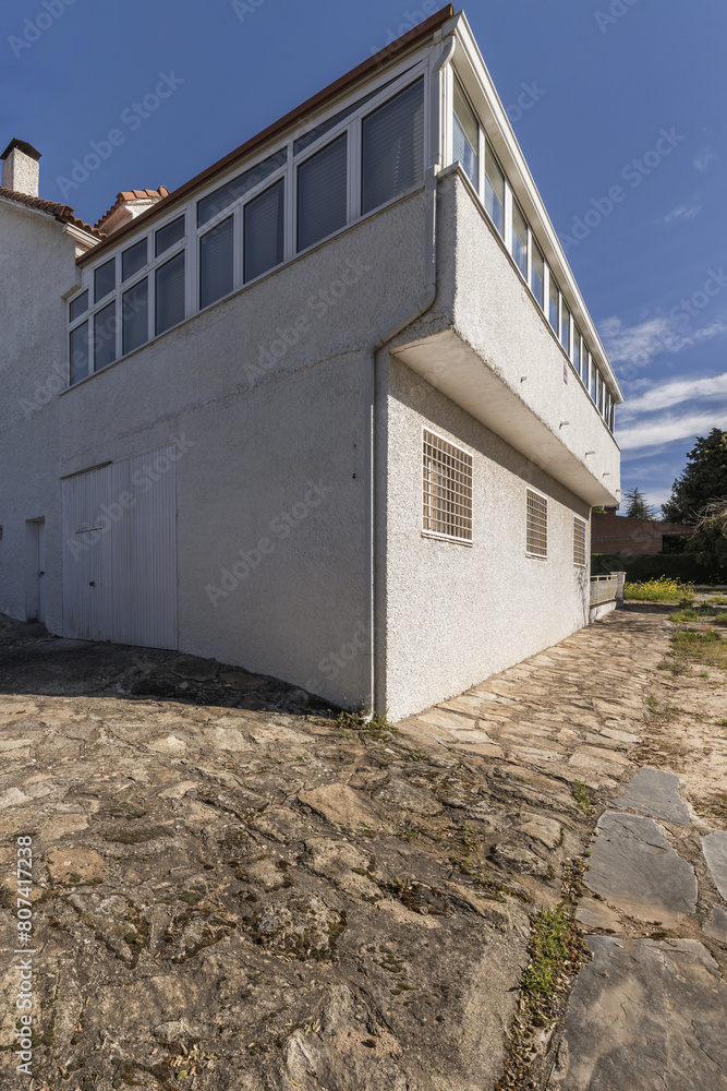 Country chalet plot with granite rock floors and a large gazebo with windows