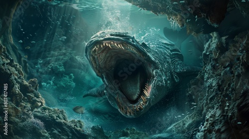 giant sea monster with open mouth