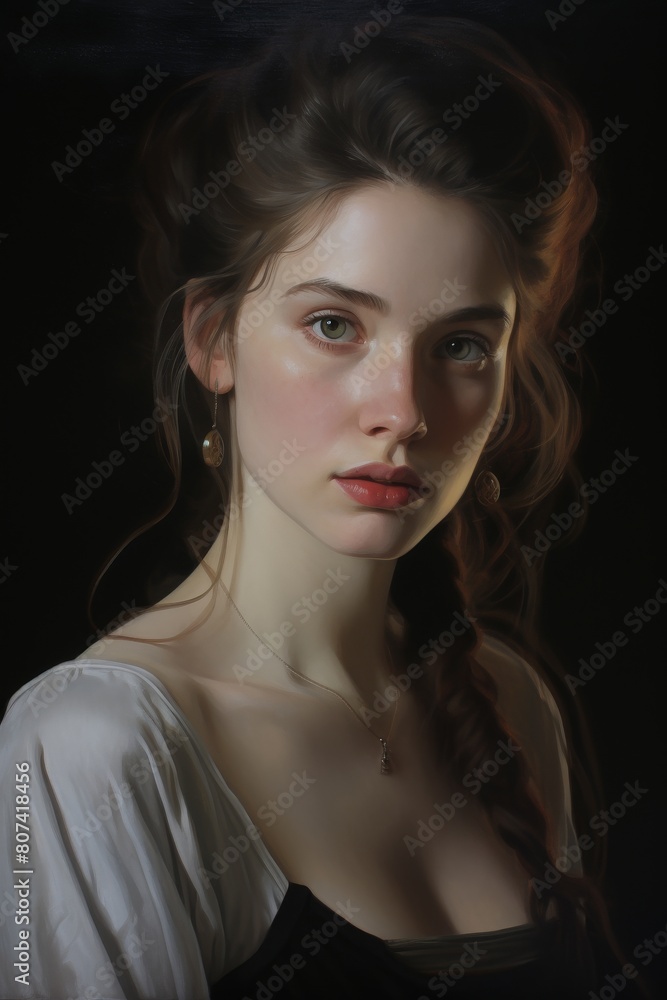 Captivating portrait of a young woman with alluring gaze