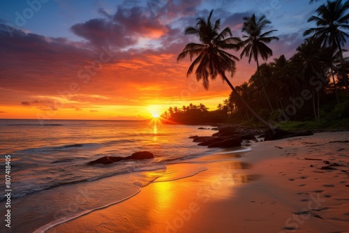 Stunning tropical sunset over the ocean