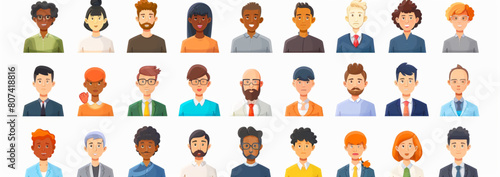 A large set of people in business , avatar icons for profile pictures on social networks, white background, vector graphics