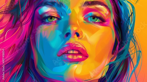 pop art portraiture, the bold colors and graphics in the pop art portrait make for a visually captivating artwork that stands out
