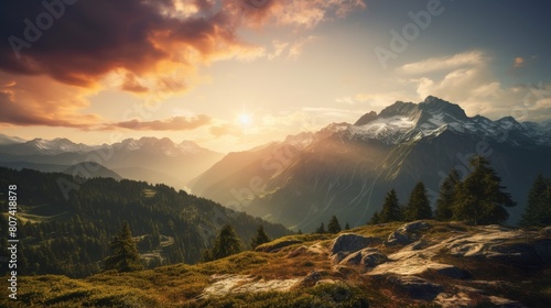 Majestic mountain landscape at sunset