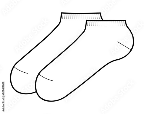 Sneaker Socks length set. Fashion hosiery accessory clothing technical illustration stocking. Vector front, side view for Men, women, unisex style, flat template CAD mockup sketch on white background