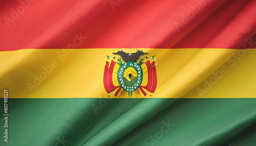 Realistic Artistic Representation of The Plurinational State of Bolivia waving flag photo