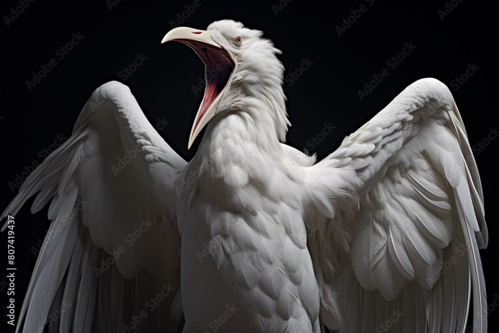 Fototapeta premium Majestic white bird with open wings