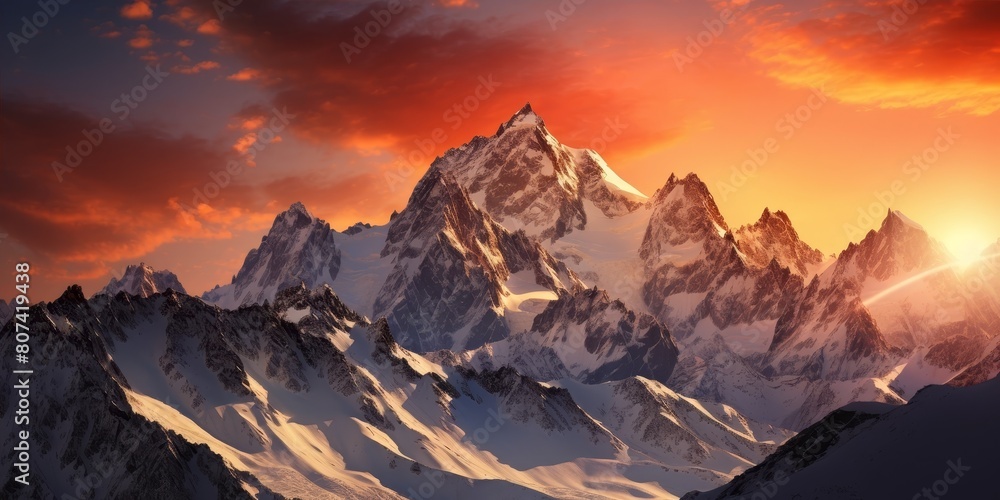 Dramatic mountain landscape at sunset