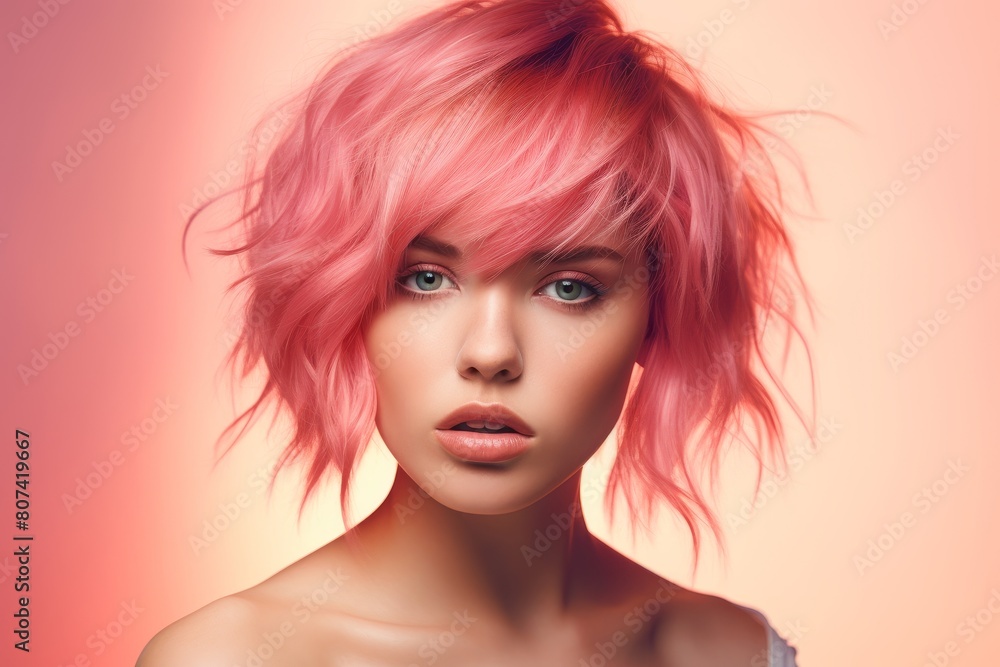 vibrant pink hair portrait