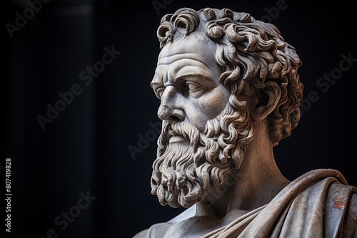 ancient greek statue of a bearded man with curly hair © Balaraw