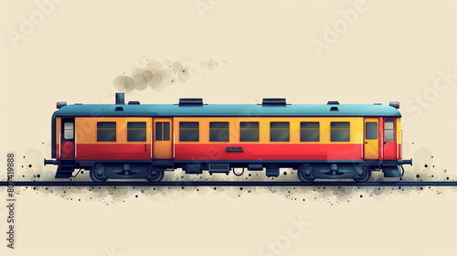 Children colorful illustration of a retro steam train.