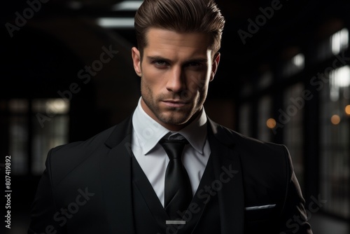 Confident businessman in a dark suit