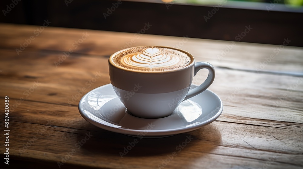 Delicious coffee with latte art in a cafe Delicious coffee with latte art in a cafe