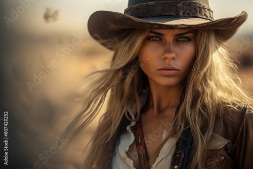 Serious cowgirl in the desert