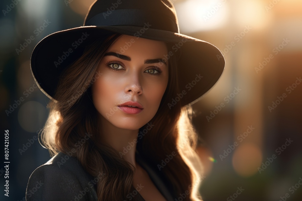 Mysterious woman in black hat