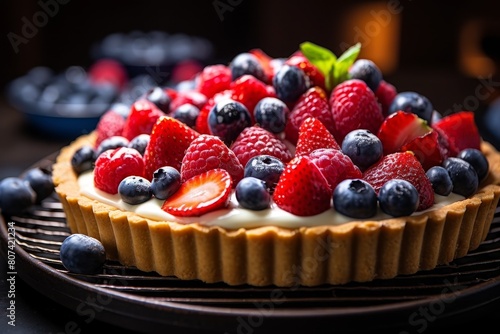 Delicious fruit tart with fresh berries