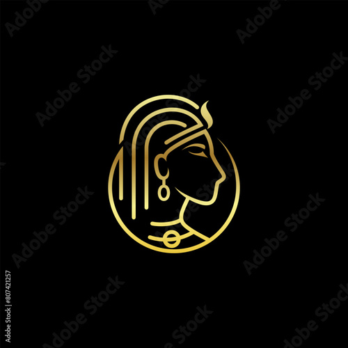 Cleopatra logo with simple line design, beauty icon, woman logos