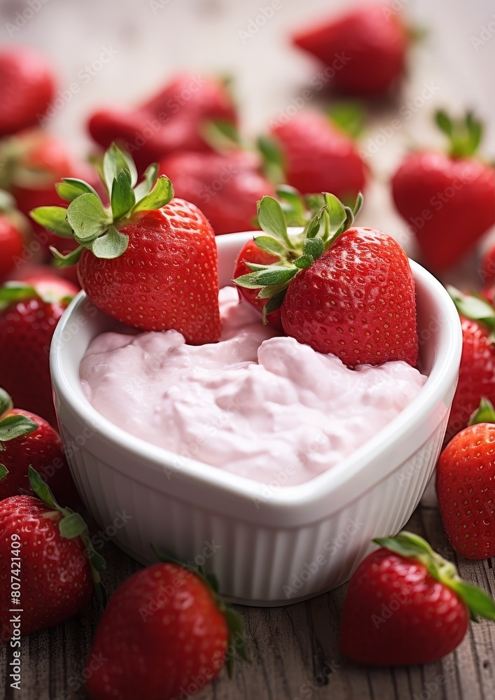 Fresh strawberries with creamy yogurt Fresh strawberries with creamy yogurt