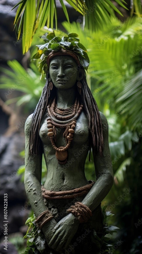 Obraz premium Serene jungle goddess statue