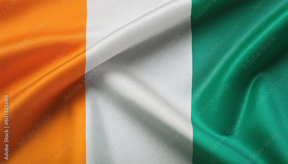 Realistic Artistic Representation of The Republic of Côte d'Ivoire waving flag Realistic Artistic Representation of The Republic of Côte d'Ivoire waving flag