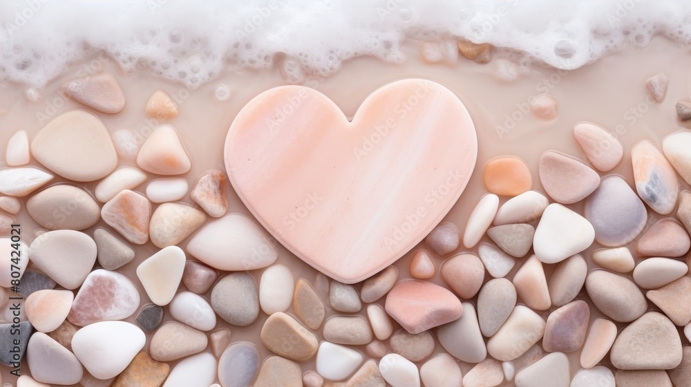 Obraz premium heart-shaped soap on pebbles