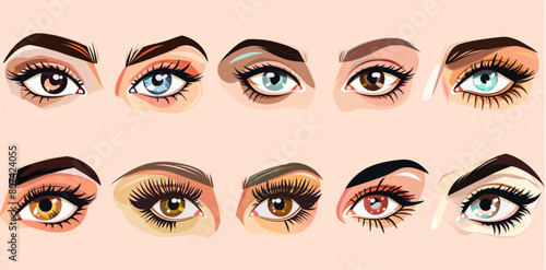 Cartoon female eyes collection vector illustration 