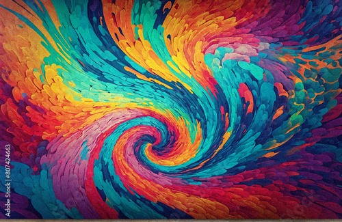 A colorful swirl of paint with a rainbow of colors and grain