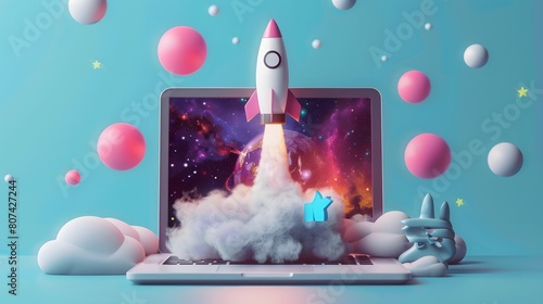 rocket launch for PC/ Laptop illustration
