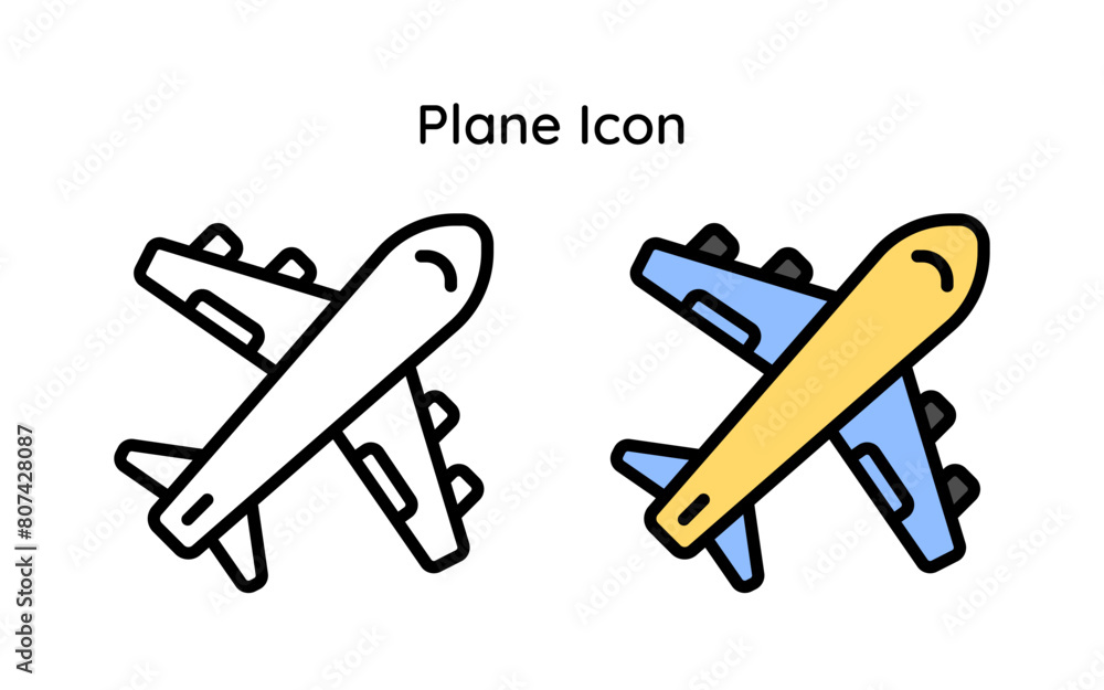Plane icon line and line color style. plane, air flight vector symbol Plane icon line and line color style. plane, air flight vector symbol