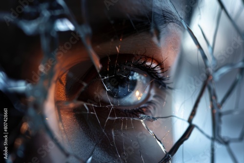 Shattered Trust Concept. The Reality of Intimate Partner Violence. View on anonym through broken glass