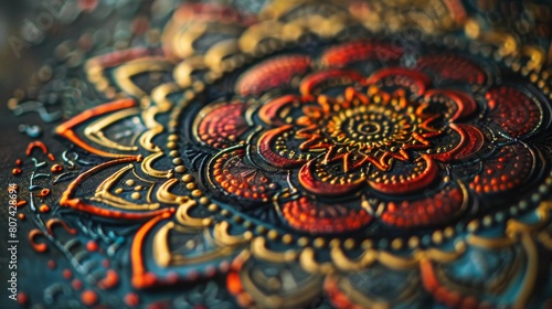 A close-up of an intricate mandala design. background.