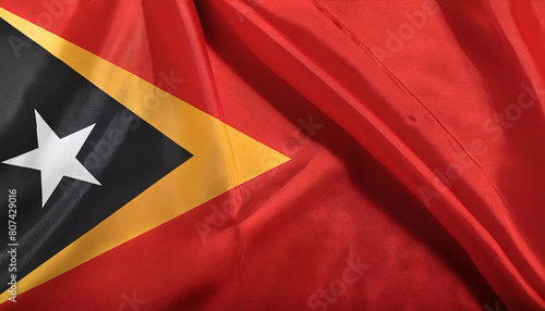Realistic Artistic Representation of the Timor-Leste waving flag photo