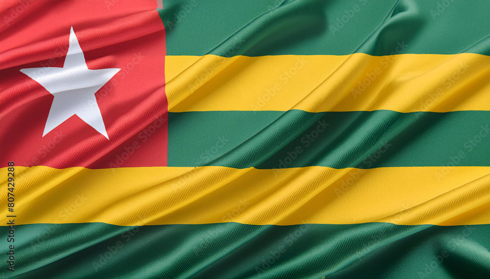 Realistic Artistic Representation of the Togo waving flag Realistic Artistic Representation of the Togo waving flag