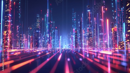 Smart city and abstract line and dot connect with gradient line design   big data connection technology AI generated