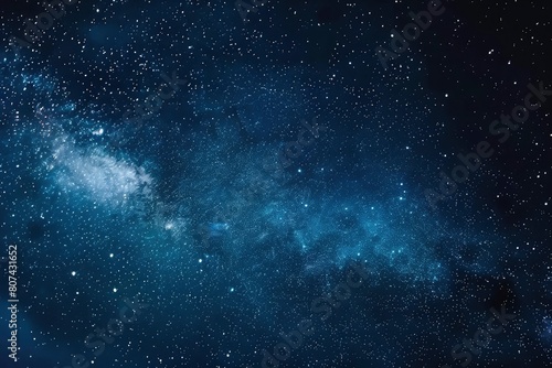 Blue dark night sky with many stars. Milkyway cosmos background - generative ai