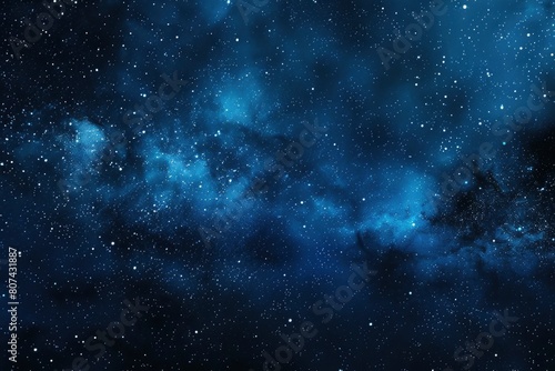 Blue dark night sky with many stars. Milkyway cosmos background - generative ai