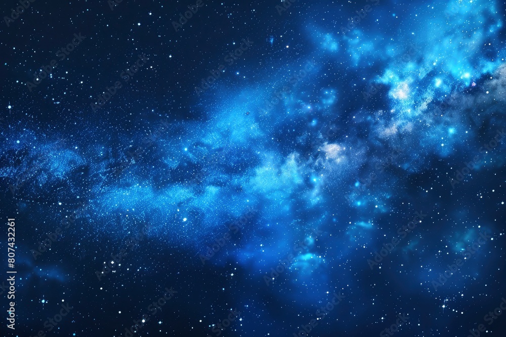 Blue dark night sky with many stars. Milkyway cosmos background - generative ai