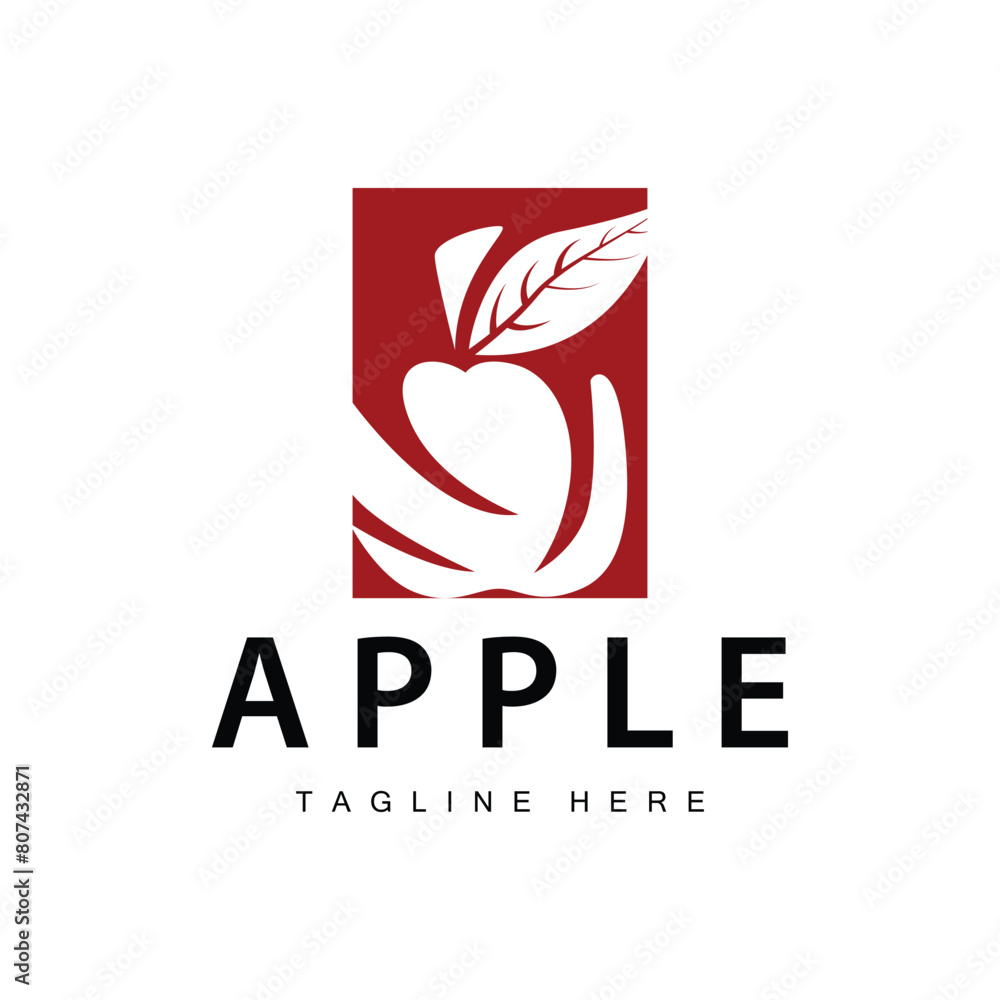Apple Logo, Fresh Red Fruit, Vector Design Template