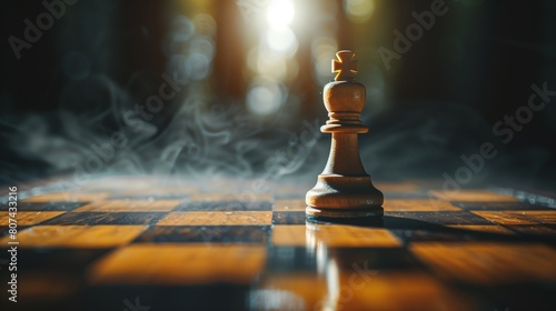 Best candidate and leadership concept : Highlighting leadership and best candidate by a single chess piece on a chess board : Generative AI